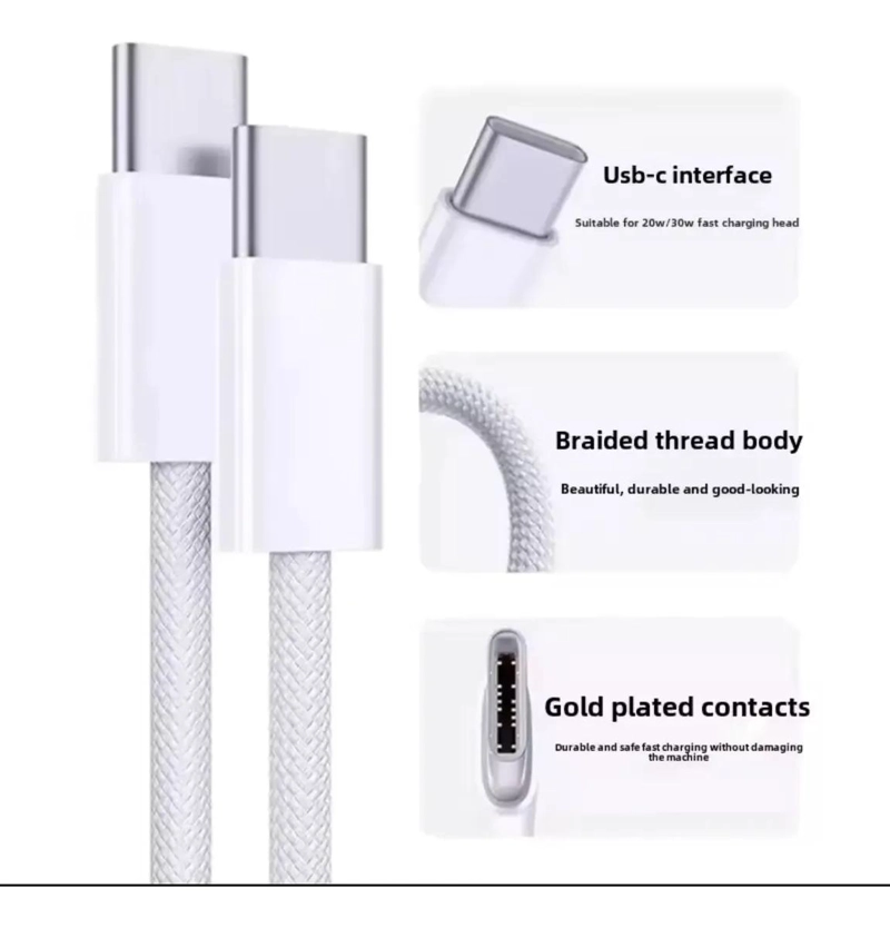 CABLE TIPO C A TIPO C 60W TRENZADO PARA IPHONE 15 Y 16 - 2