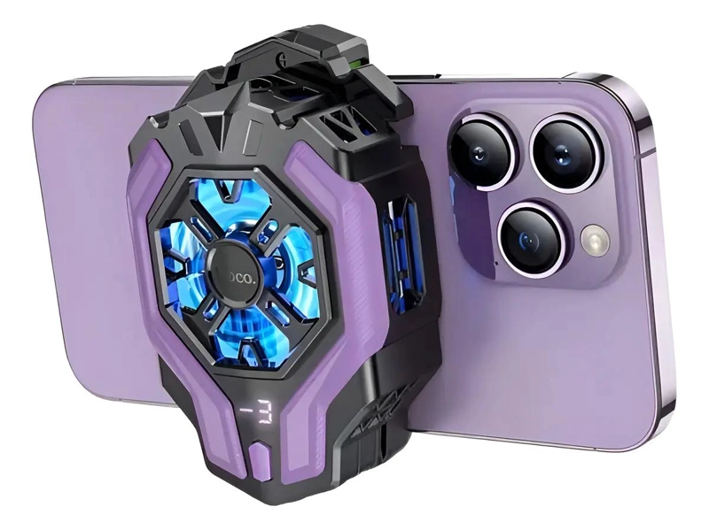 GENÉRICO ENFRIADOR GAMER RGB PARA CELULAR GM26 GRIS Y PURPURA