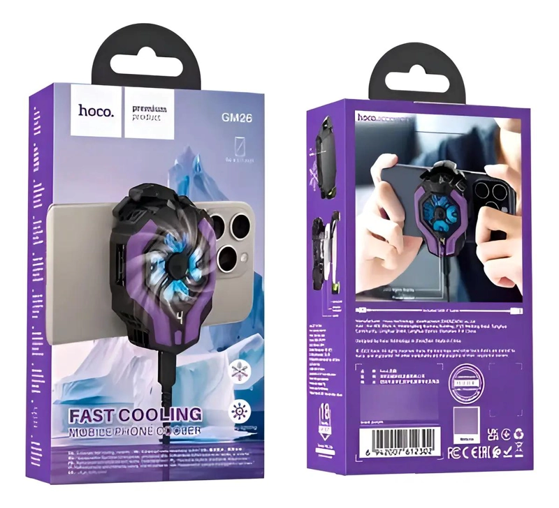 ENFRIADOR GAMER RGB PARA CELULAR GM26 GRIS Y PURPURA - 2