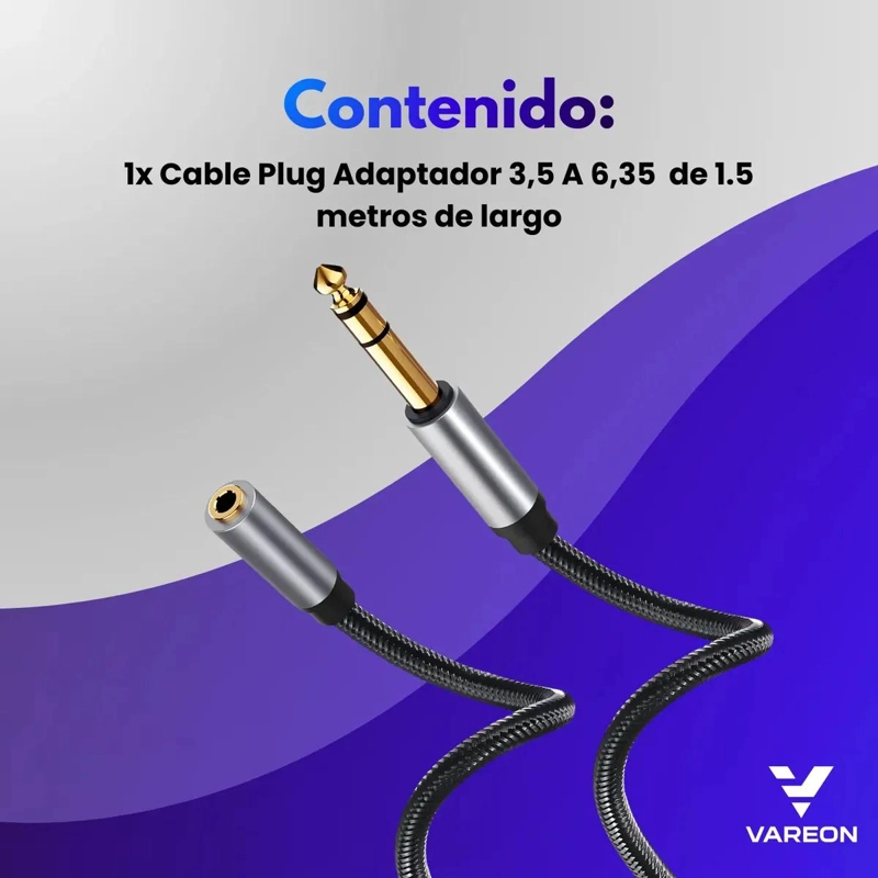 CABLE ADAPTADOR ALARGADOR 1.5 M 3.5 MM A 6.35 MM - 2