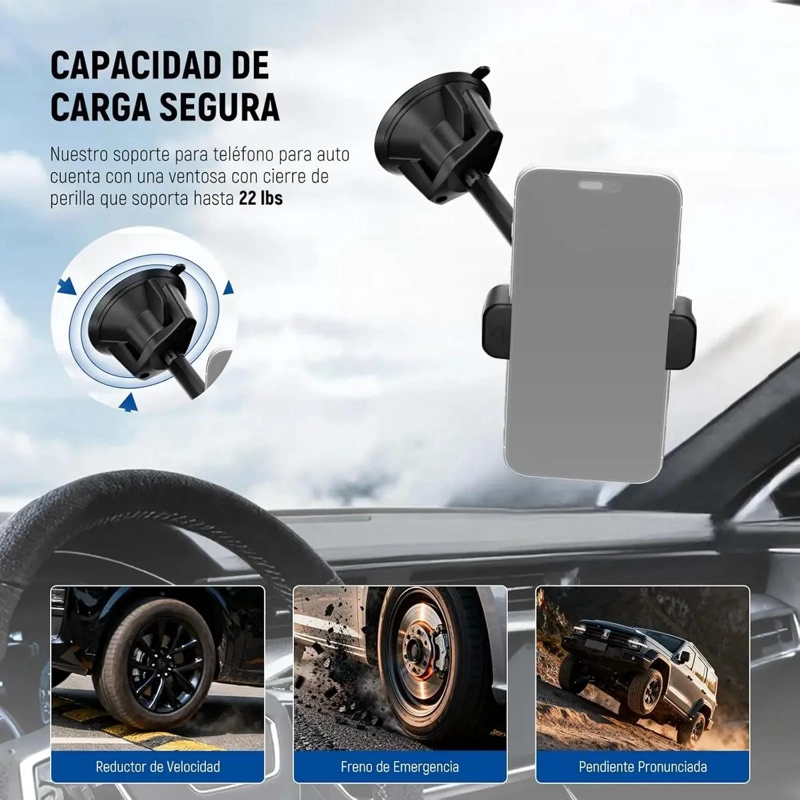 SOPORTE DE CELULAR PARA COCHE CON VENTOSA GIRATORIA - 4