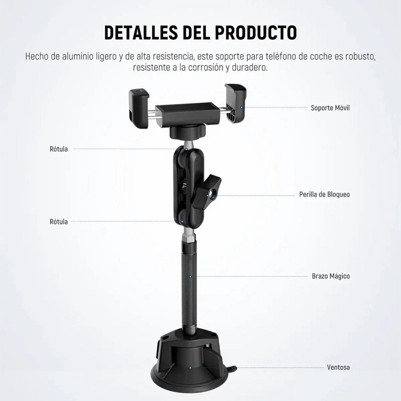 SOPORTE DE CELULAR PARA COCHE CON VENTOSA GIRATORIA - 5