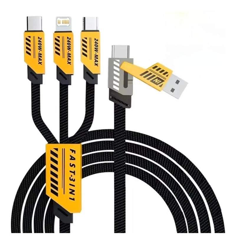 GENÉRICO CABLE CARGADOR MULTIPLE 3 EN 1 USB TURBO 100W