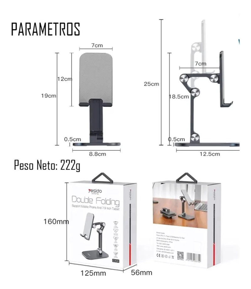 SOPORTE DE ESCRITORIO AJUSTABLE PARA SMARTPHONE Y TABLET - 3