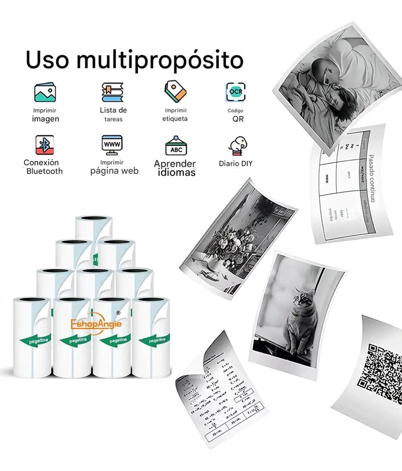 MINI IMPRESORA TE RMICA PORTATIL BLUETOOTH CON 11 ROLLOS - 3