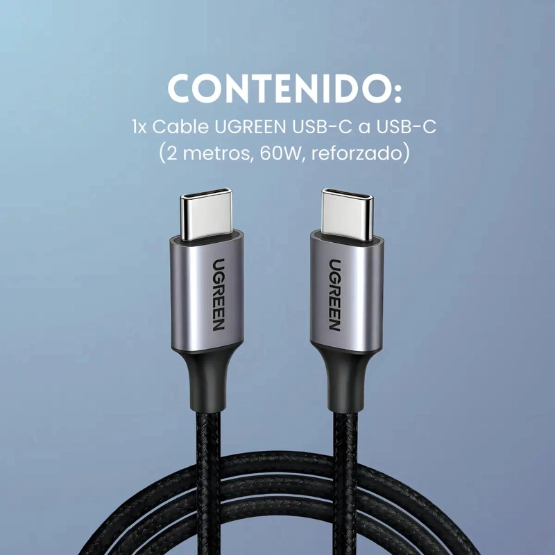 CABLE USB TIPO C A USB C 2 METROS CARGA RAPIDA - 2