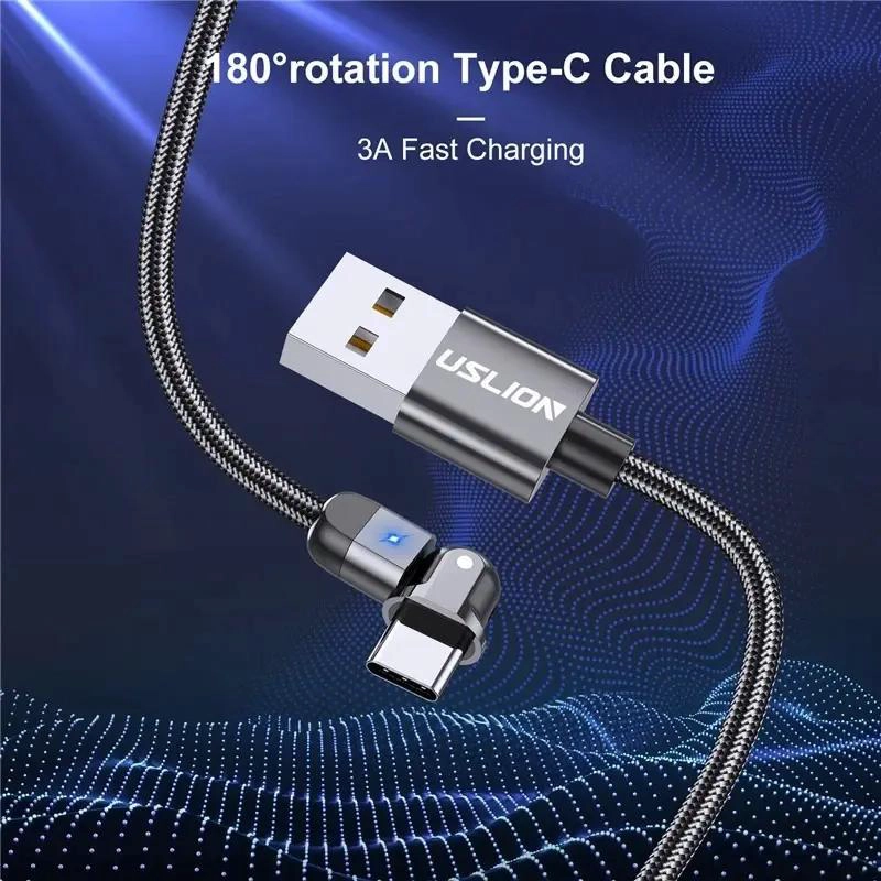 CABLE USB TIPO C CORTO 50 CM 3A FLEXIBLE 90 GRADOS - 4