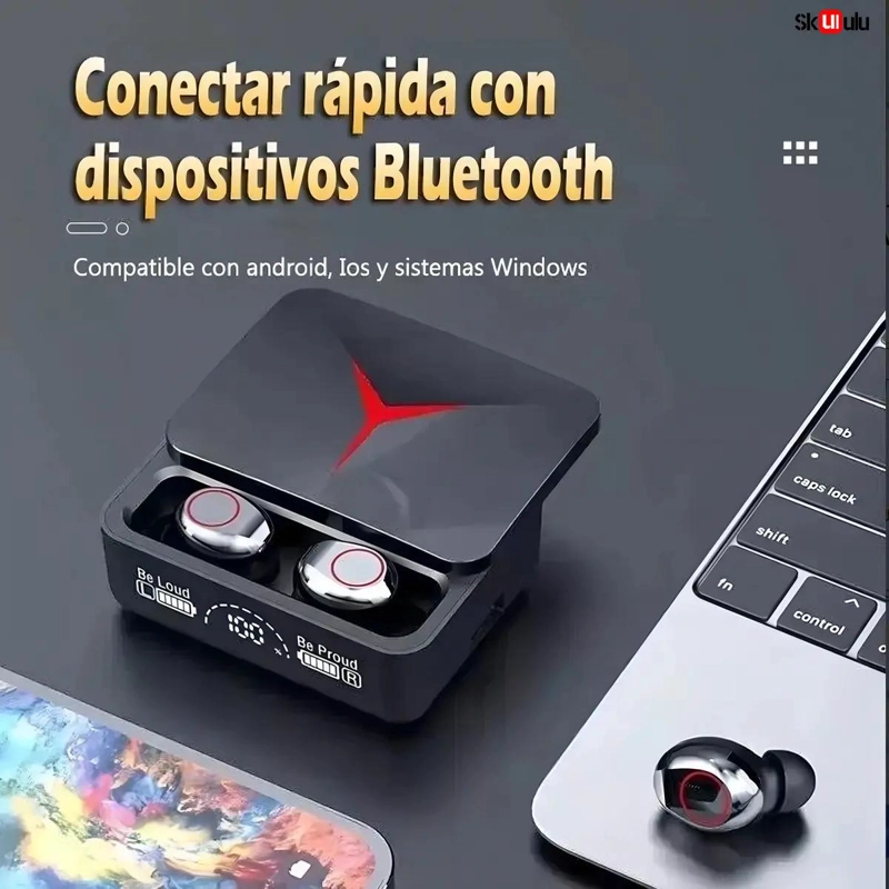 AURICULARES INALAMBRICOS GAMER M90PRO CON LUZ LED - 2