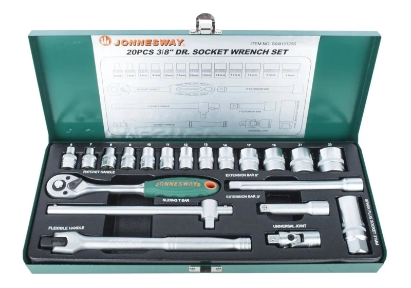 GENÉRICO JUEGO DE DADOS 3/8'' 20 PIEZAS PARA HERRAMIENTAS