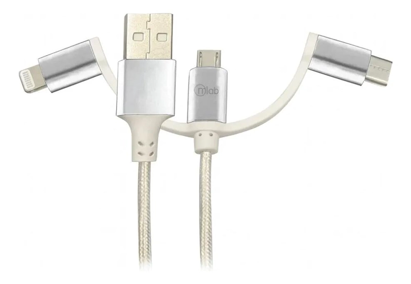 GENÉRICO CABLE USB 3 EN 1 MULTI CONECTOR 1M BLANCO
