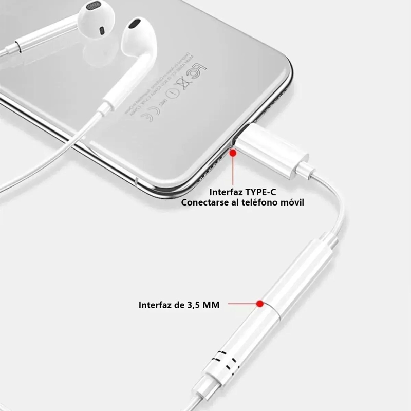 ADAPTADOR USB TIPO C A JACK 3.5 PARA AUDIFONOS - 3