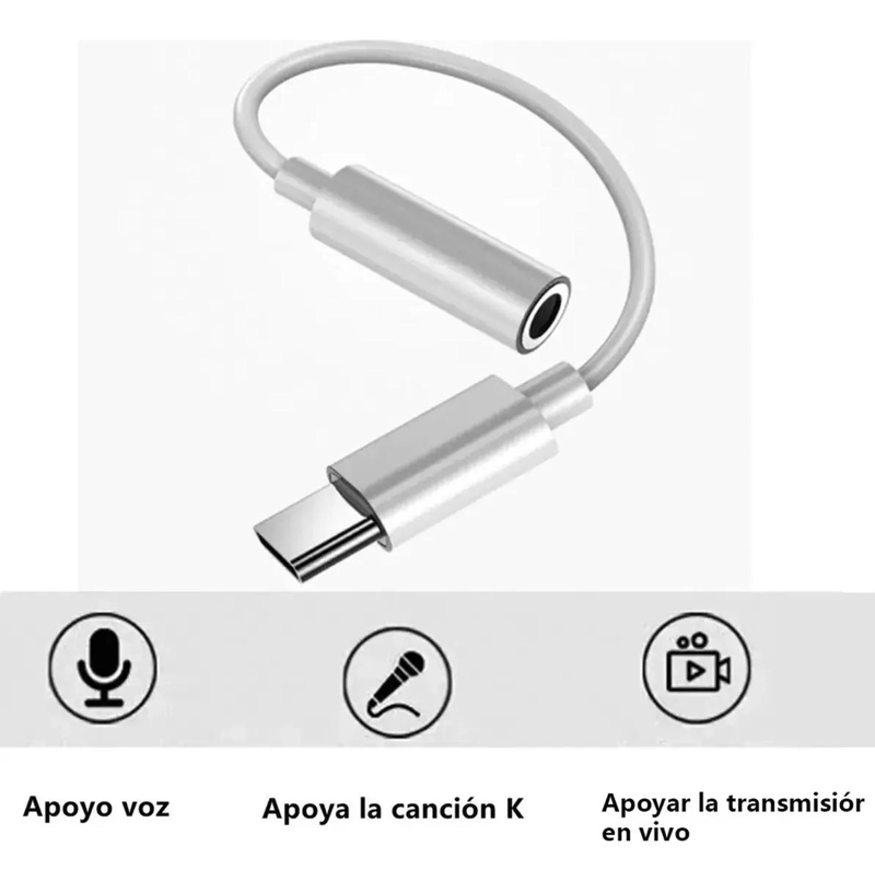 ADAPTADOR USB TIPO C A JACK 3.5 PARA AUDIFONOS - 5