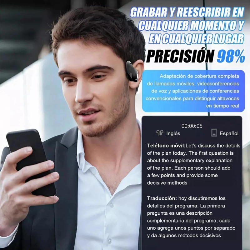 TRADUCTOR DE IDIOMAS CON AURICULARES BLUETOOTH - 2