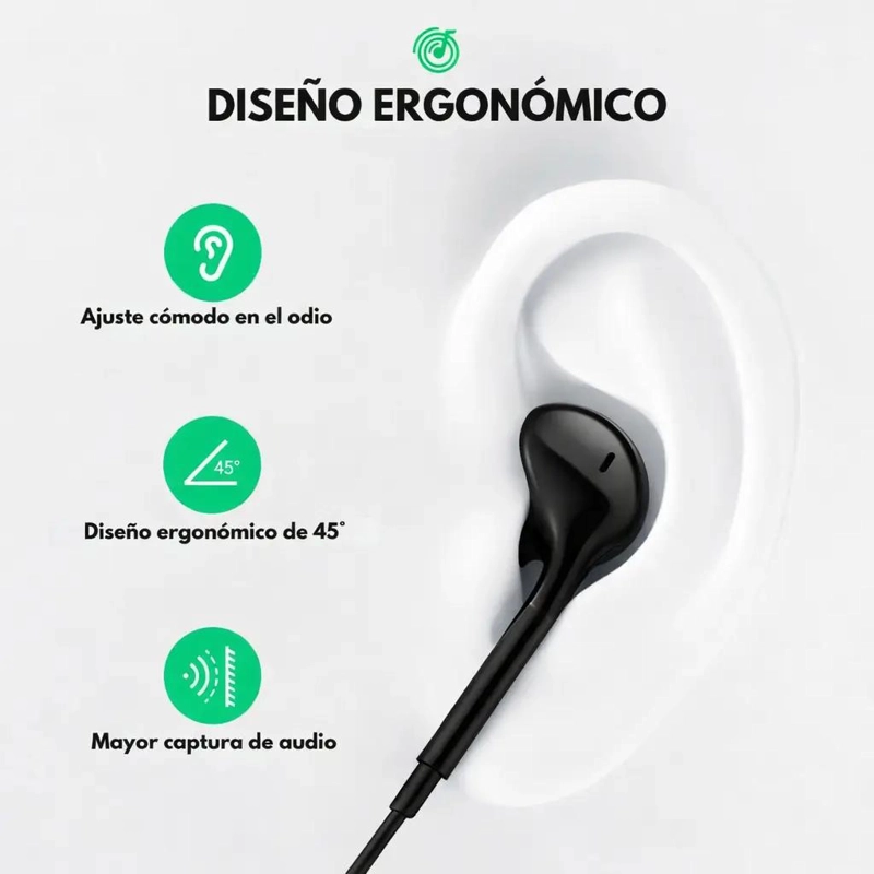 AUDIFONOS IN EAR CON CABLE Y MICROFONO PARA IPHONE Y AND - 3