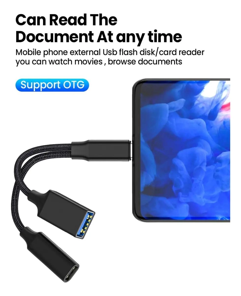 ADAPTADOR OTG TIPO C USB 3.0 CON ALIMENTACION MACHO A HEM - 2