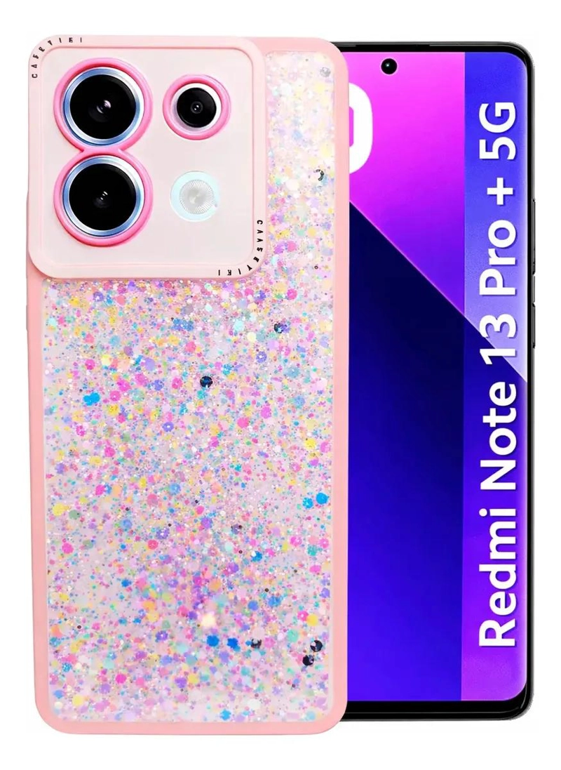 GENÉRICO CARCASA CON GLITTER Y POP SOCKET PARA XIAOMI REDMI NOTE