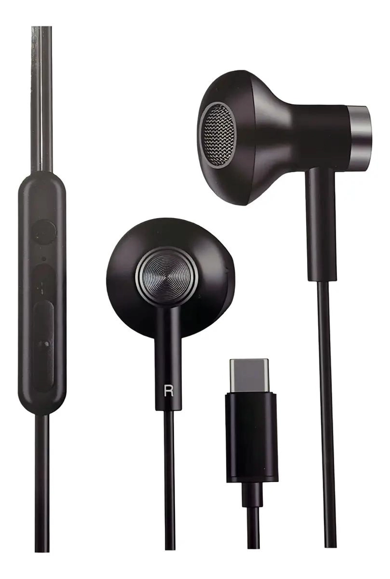 AUDIFONOS MANOS LIBRES USB TIPO C COLOR NEGRO - 1