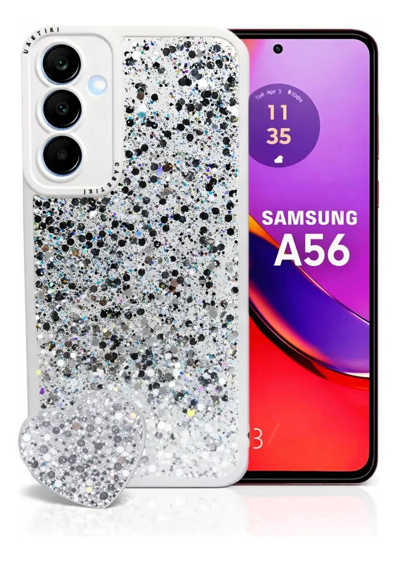 GENÉRICO CARCASA GLITTER PARA SAMSUNG A56 CON POP SOCKET
