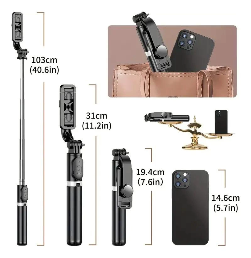 KIT MONOPOD BLUETOOTH CON TRIPODE PARA SELFIES - 3