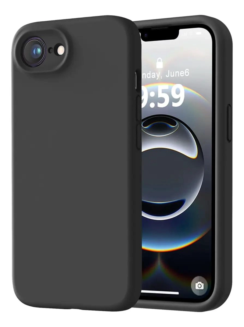 FUNDA SILICONA PREMIUM PARA IPHONE 16E NEGRA - 1