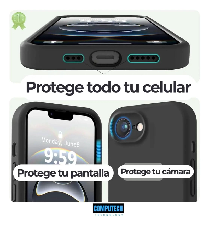 FUNDA SILICONA PREMIUM PARA IPHONE 16E NEGRA - 4