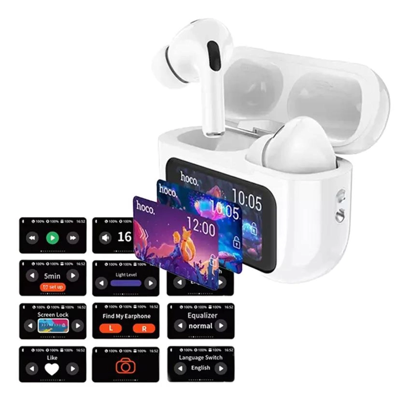 AUDIFONOS BLUETOOTH CON ANC Y PANTALLA TACTIL BLANCO - 1