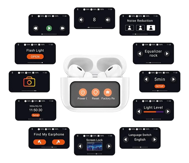 AUDIFONOS BLUETOOTH CON ANC Y PANTALLA TACTIL BLANCO - 3