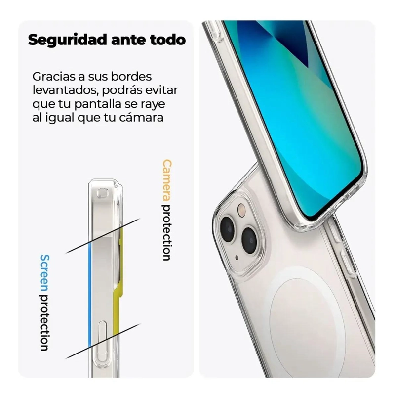 CARCASA ANTIGOLPES CLEAR REFORZADA PARA IPHONE 13 CON MAG - 2