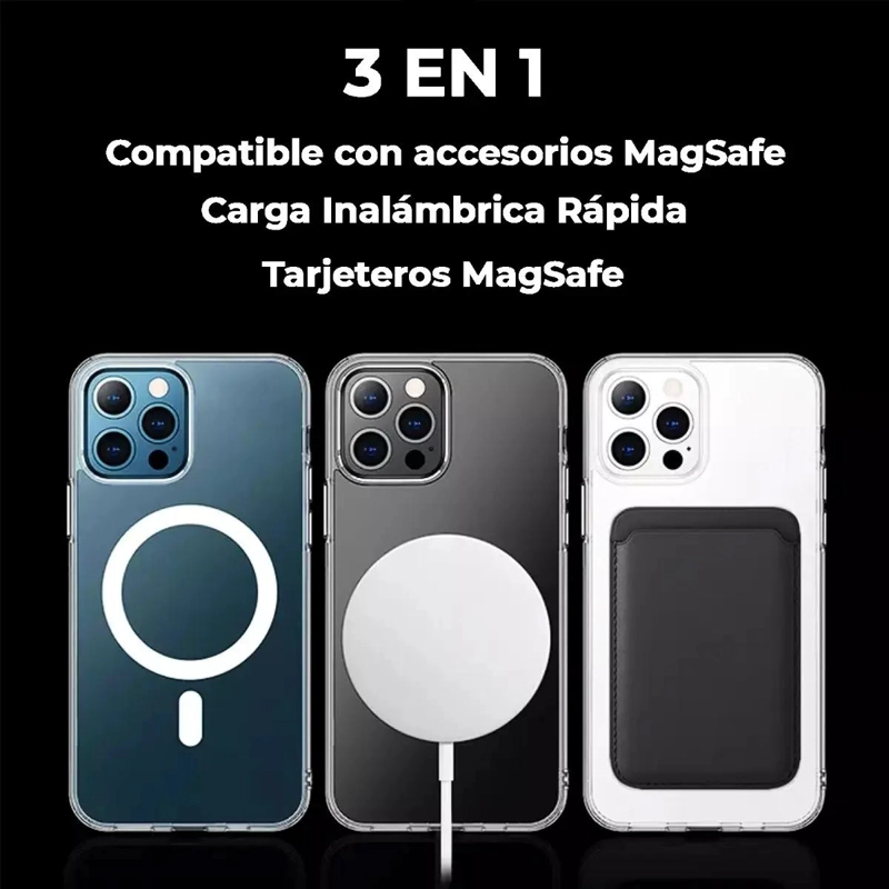CARCASA ANTIGOLPES CLEAR REFORZADA PARA IPHONE 13 CON MAG - 5