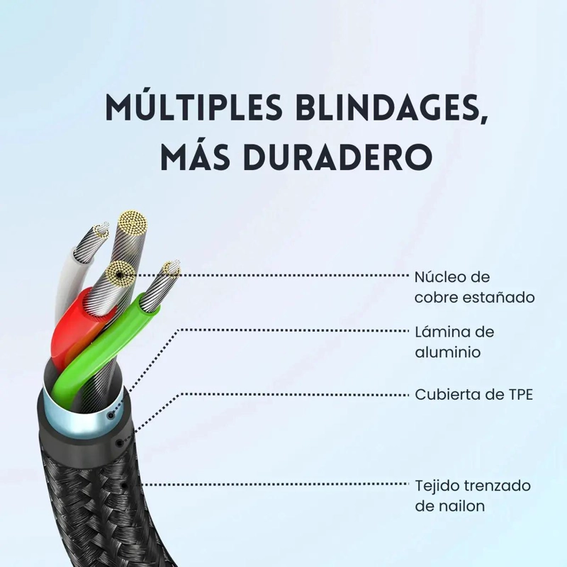CABLE USB-A A TIPO C 3M NEGRO LARGA DURACION - 3
