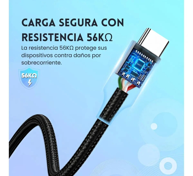 CABLE USB-A A TIPO C 3M NEGRO LARGA DURACION - 4