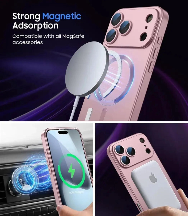 CARCASA METALIZADA COMPATIBLE MAGSAFE PARA IPHONE 17 PRO - 3