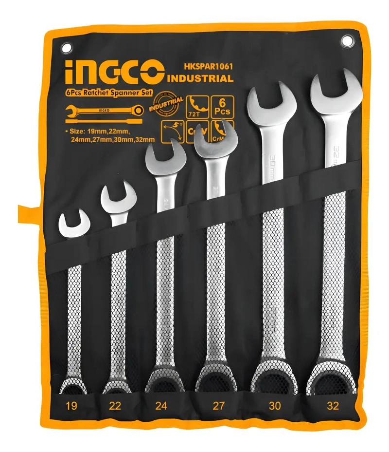 GENÉRICO JUEGO DE LLAVES COMBINADAS RATCHET 19-32 MM 6 PIEZAS