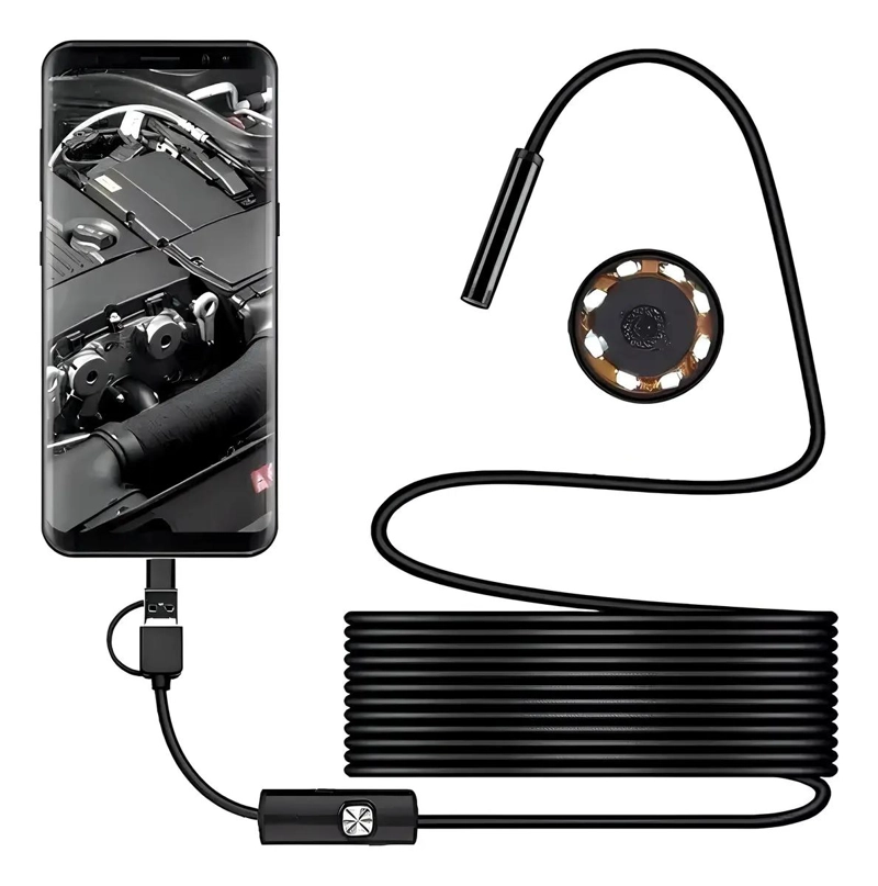 CAMARA DE ENDOSCOPIA 5M PARA ANDROID Y PC CON LINTERNA - 1