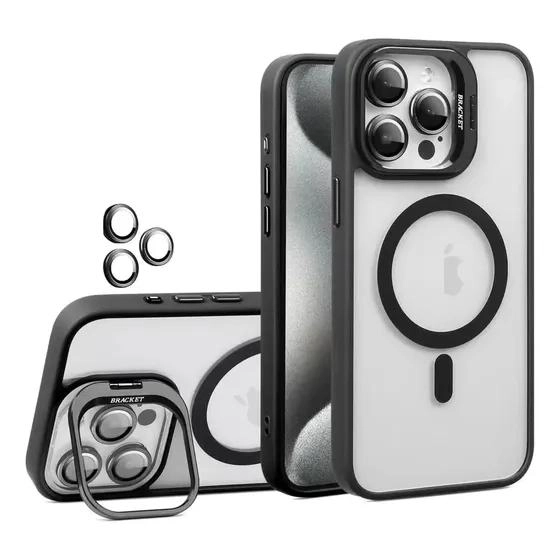 GENÉRICO FUNDA MAGNE TICA TRASLUCIDA CON PELICULA PARA LENTE IPHONE