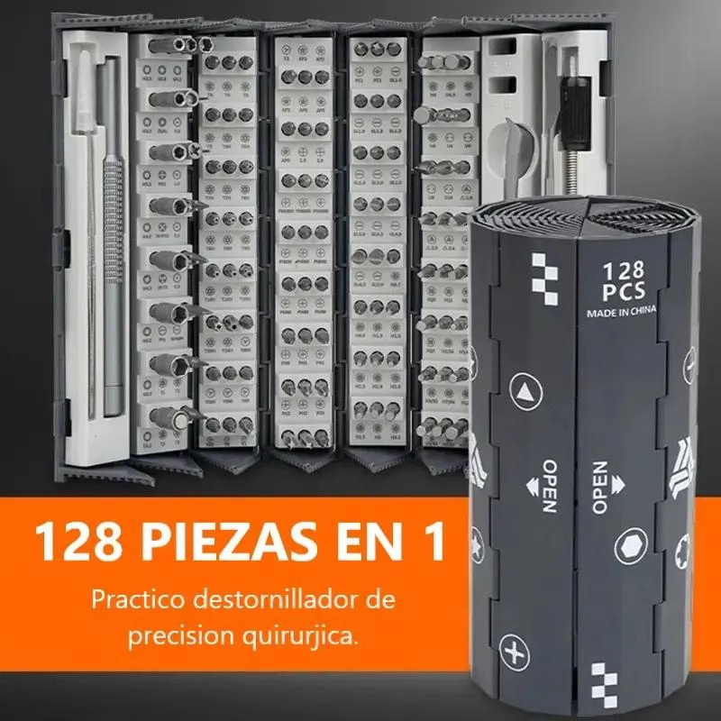 KIT DE BROCAS Y PUNTAS DE DESTORNILLADOR 128 PIEZAS - 2
