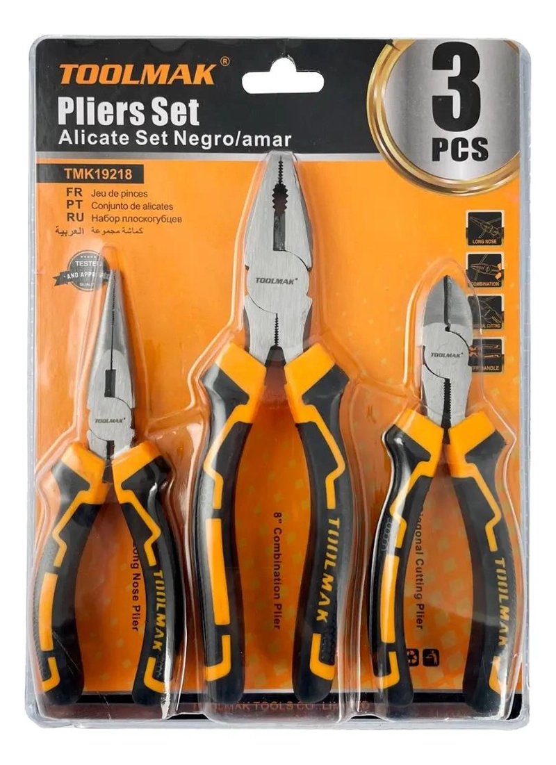SET DE ALICATES 3 PIEZAS CON MANGO ANTIDESLIZANTE - 1