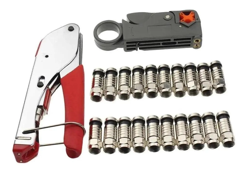 KIT CRIMPEADORA COAXIAL RG6 CON PELACABLE - 1