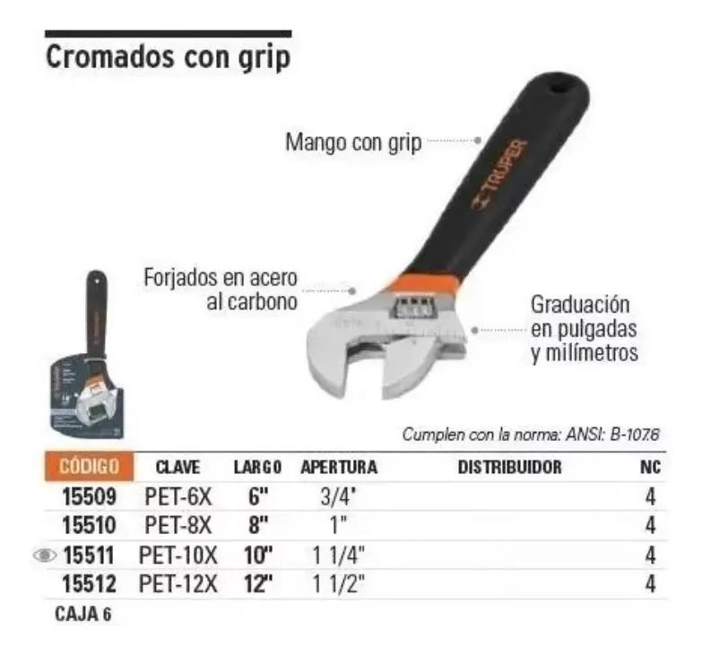 LLAVE FRANCESA 10 PULGADAS CON MANGO ACOLCHADO - 2