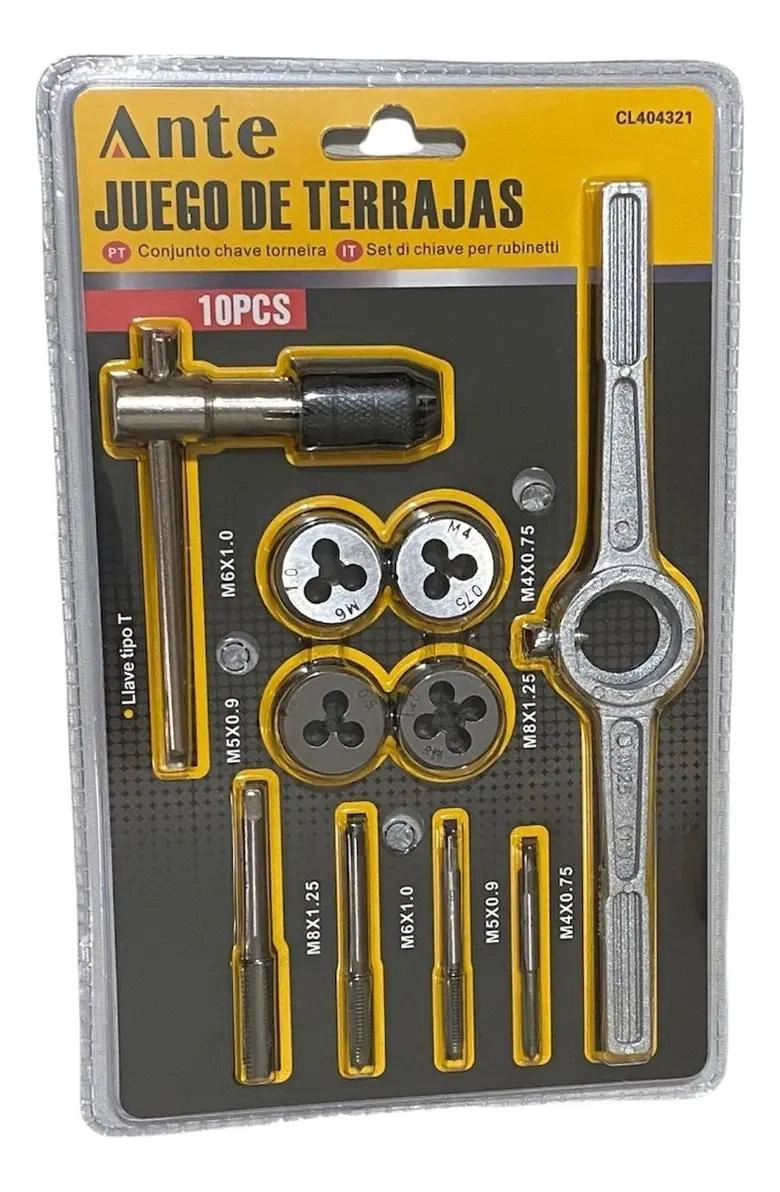 JUEGO DE TERRAJAS Y MACHOS MANUAL 10 PIEZAS - 2