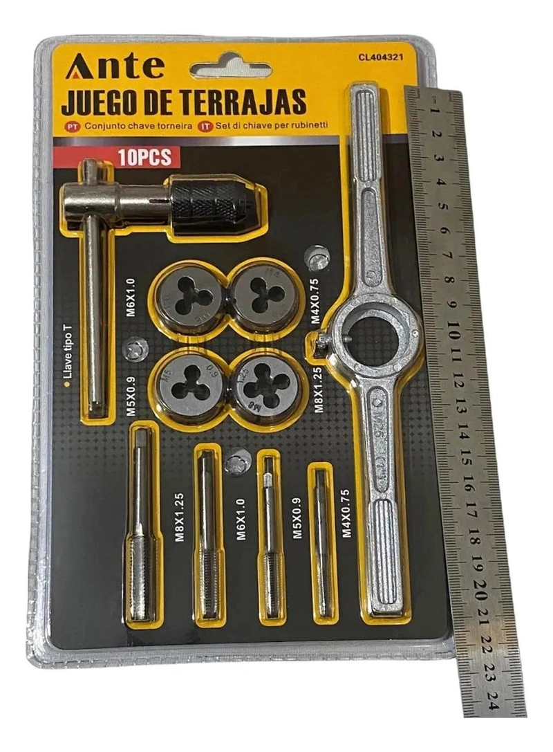 JUEGO DE TERRAJAS Y MACHOS MANUAL 10 PIEZAS - 3