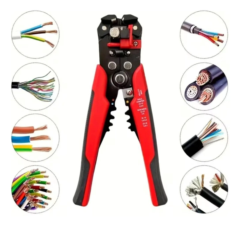PELACABLES Y CRIMPADORA PLEGABLE ROJO - 2