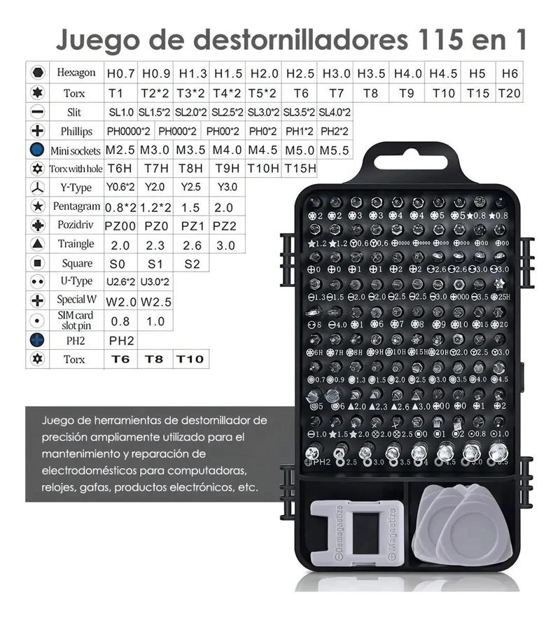 KIT DE DESTORNILLADORES 115 EN 1 MULTIFUNCIONAL - 4