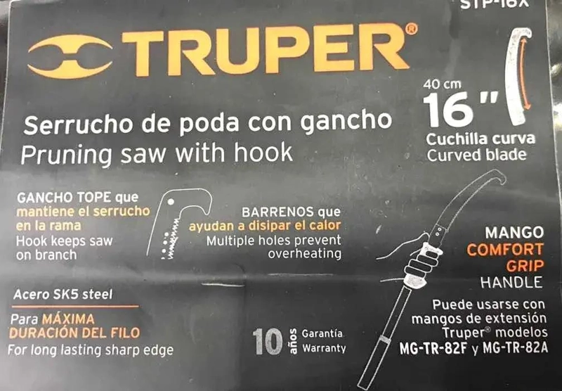 SERRUCHO PODAR 16 PULGADAS CON GANCHO DE TRES FILOS - 2