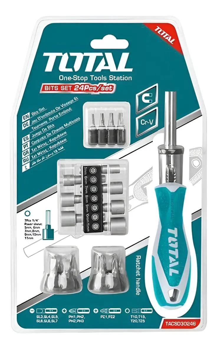 SET DE DESTORNILLADORES Y DADOS DE TRINQUETE 24 PIEZAS - 1