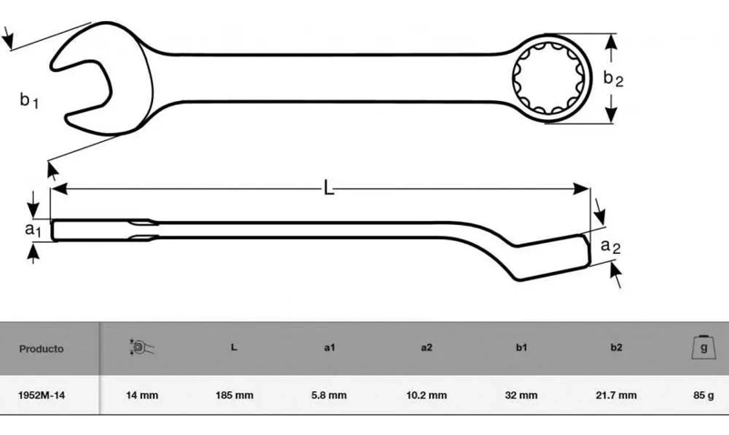LLAVE DE VASO CON BOCA CERRADA ANGULADA 15° - 3
