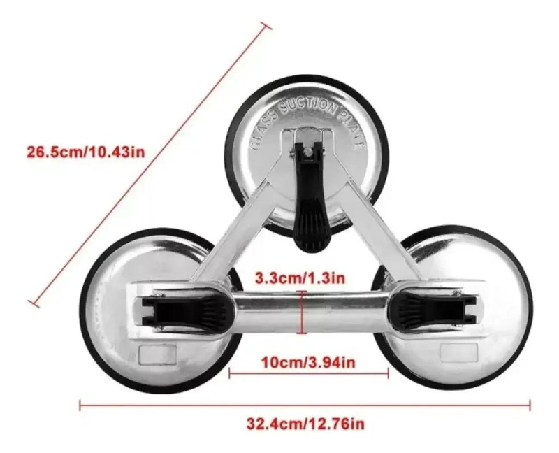 VENTOSA DE ALUMINIO TRIPLE 150KG PARA VIDRIO - 3