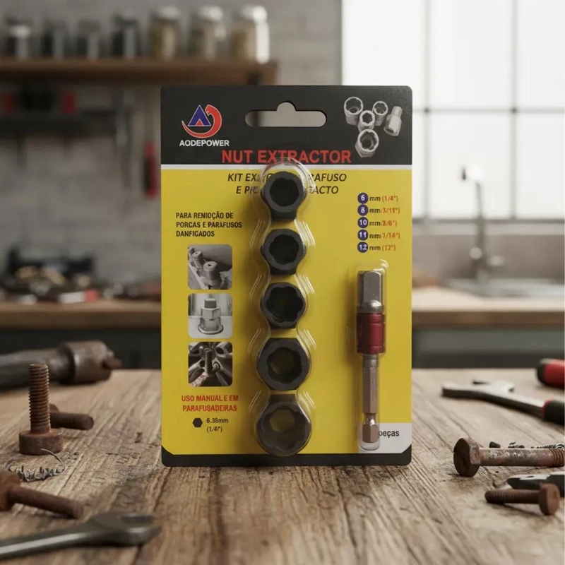 KIT EXTRACTOR DE PERNOS Y TUERCAS 6 PIEZAS - 2