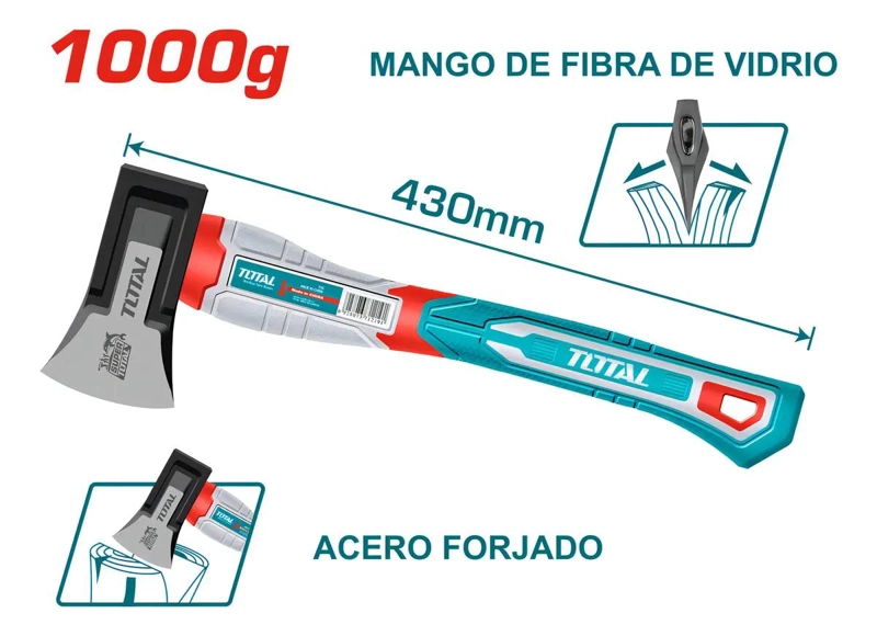 HACHA DE PARTIR 1000GR CON MANGO DE FIBRA DE VIDRIO - 2