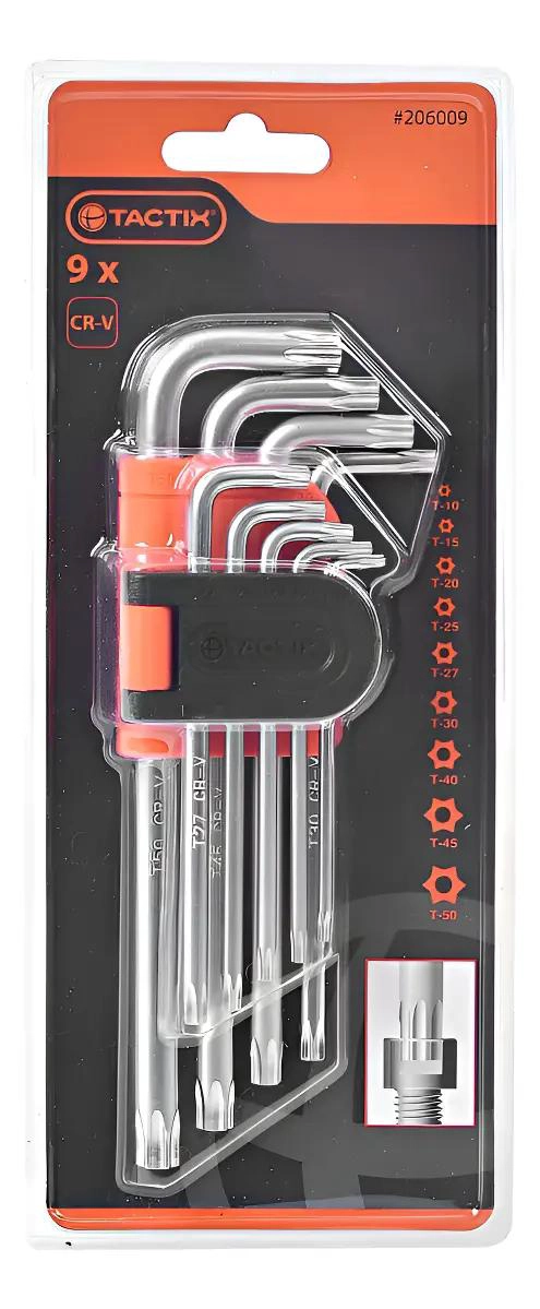 JUEGO DE LLAVE TORX INVIOLABLE LARGA 9 PIEZAS - 1